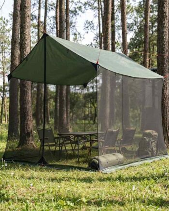 Camping Tarp Med Mesh Vægge Army Grøn 270 210 210