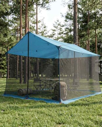 Camping Tarp Med Mesh Vægge Blå 340 260 220