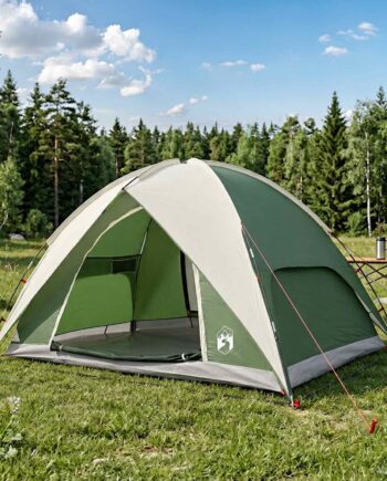 Camping Telt Med Regnslag Vandafvisende Kuppel Grøn Personers