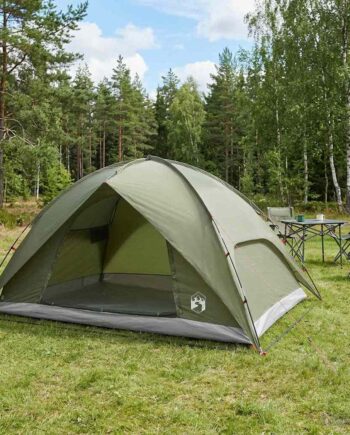 Camping Telt Med Regnslag Vandafvisende Kuppel Olivengrøn