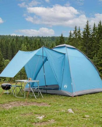 Camping Telt Med Tag Blå Personers Polyester Stål