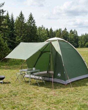 Camping Telt Med Tag Grøn Personers Polyester Stål