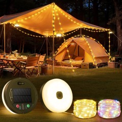 Fomyheard Oprulbar Led Camping Lyskæde 10m Ampx2013 Sol   Usb Tilstande Vandtæt