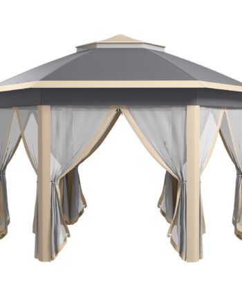 Havepavillon Foldbar Pavillon Pop Telt Partytelt Inklusive Bæretaske Sidepaneler Dobbelt Tag Sekskantet Khaki