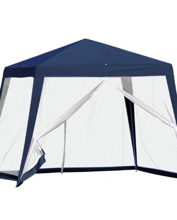 Havepavillon Lysthus Partytelt Vejrbestandigt Telt Med Myggenet Metal  Polyester Blå