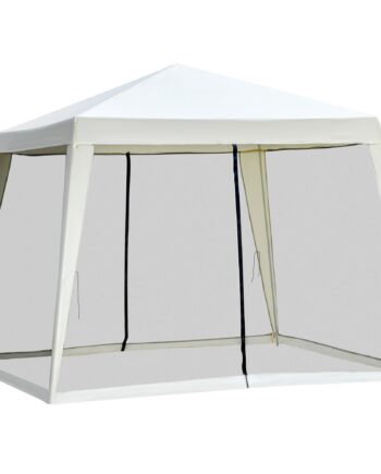 Havepavillon Lysthus Partytelt Vejrbestandigt Telt Med Myggenet Metal  Polyester Cremehvid