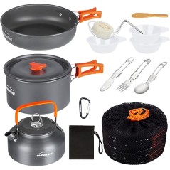 Overmont Delt Camping Køkkengrejssæt Med Kaffekande Ampx2013 Letvægts Aluminium Udendørs Sæt
