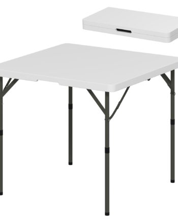 Picnicbord Foldbart Campingbord Justerbart Højder Til Havefester Camping Plastik Metal Hvid