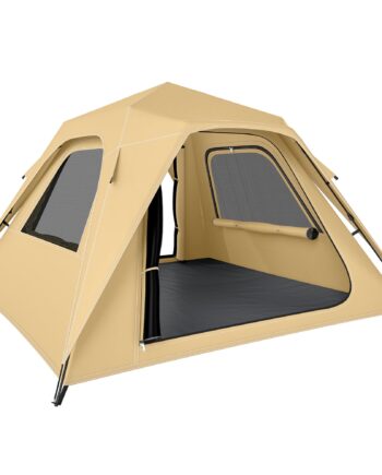 Pop Telt Med Regnslag Vandtæt Kuppeltelt Til Personer Med Døre Vinduer 240x240x160 Khaki