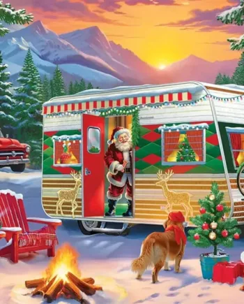 Christmas Camping Trailer Tinæske