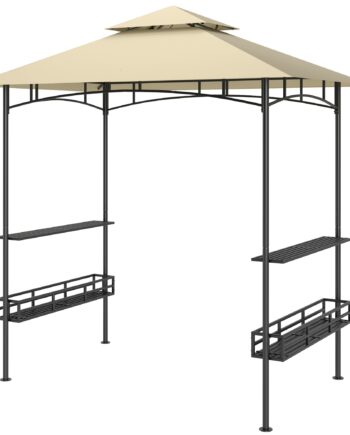 Grilltelt Bbq Telt Havepavillon Med Hylder Opbevaringskurve Kroge Til Terrasse Beige