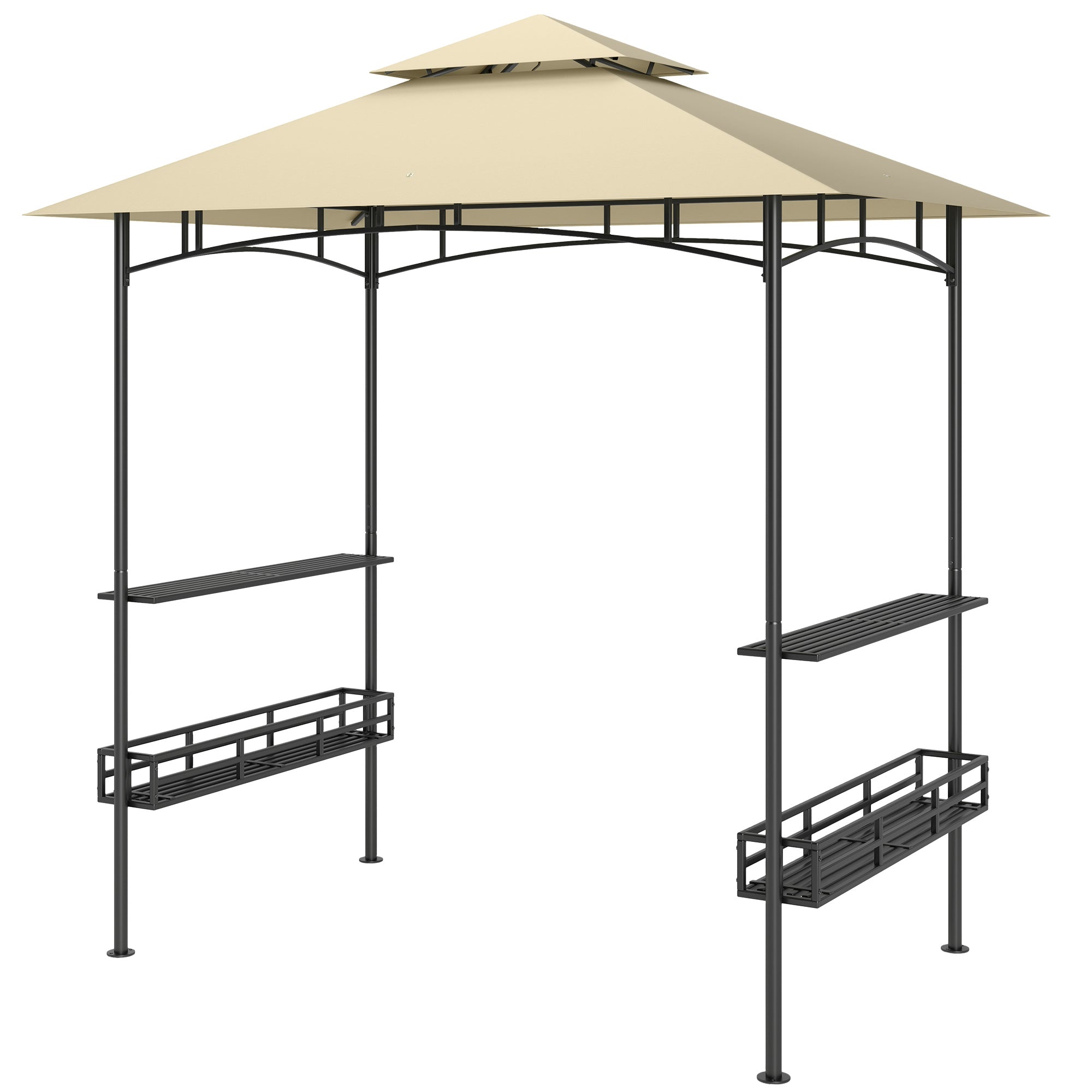 Grilltelt Bbq Telt Havepavillon Med Hylder Opbevaringskurve Kroge Til Terrasse Beige