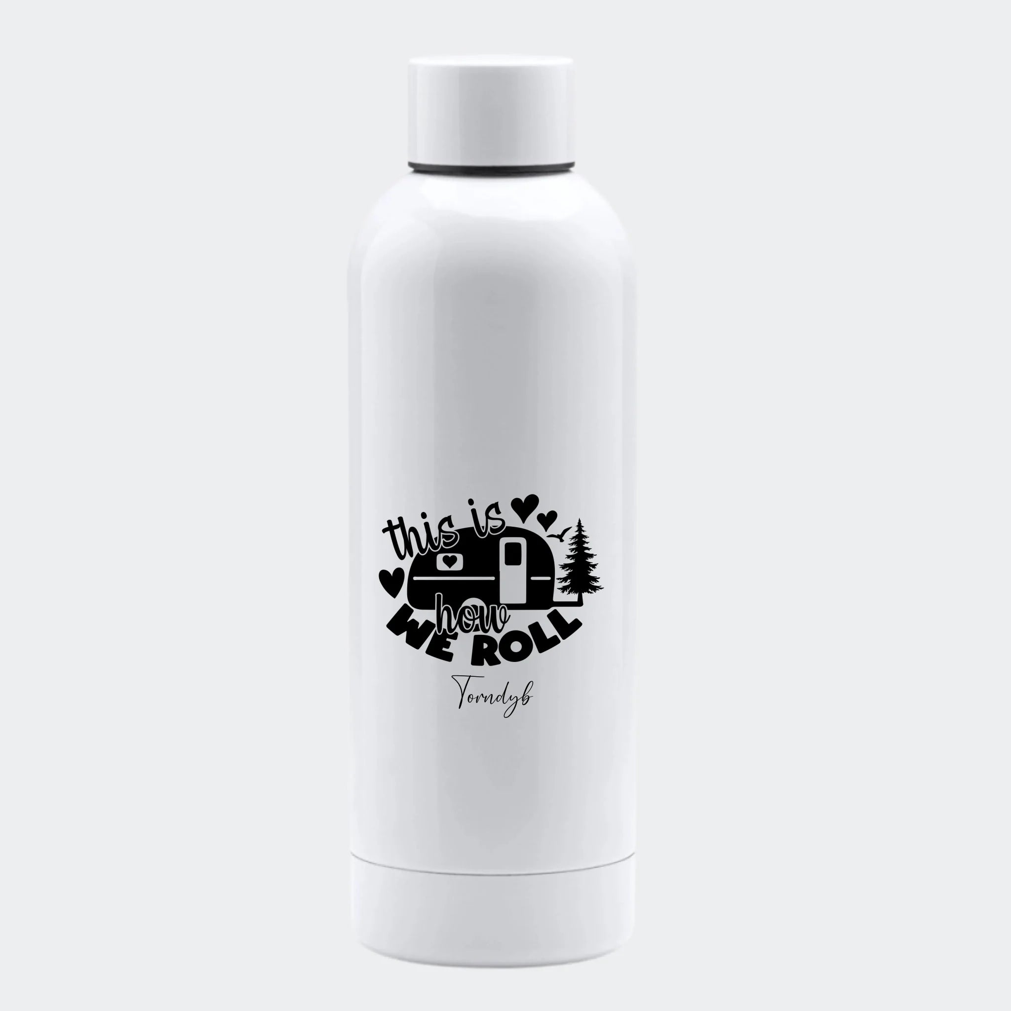Hvid Aluminium Flaske Camping Termoflaske Med Print Hvid Hvid 500ml