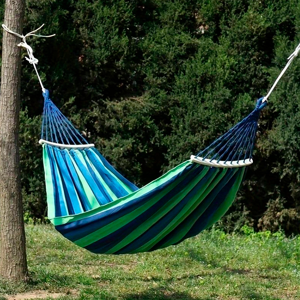 Luksuriøs Hængekøje Blå Stribet Camping Hammock