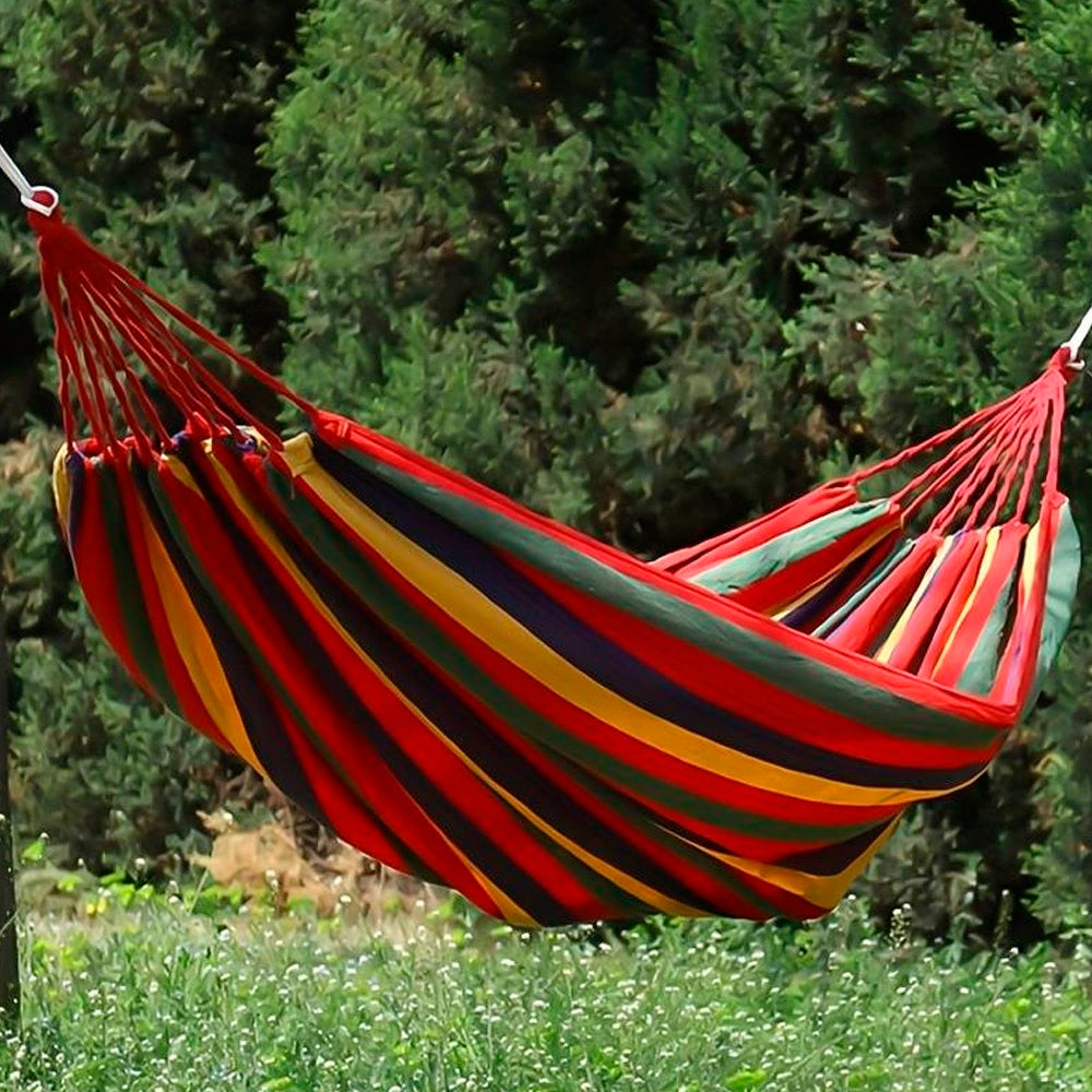 Luksuriøs Hængekøje Rød Stribet Camping Hammock