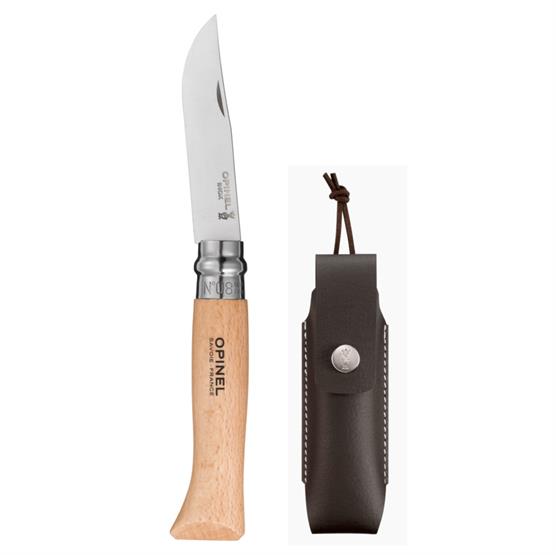Opinel No8 Stainless Steel Skede Bøg