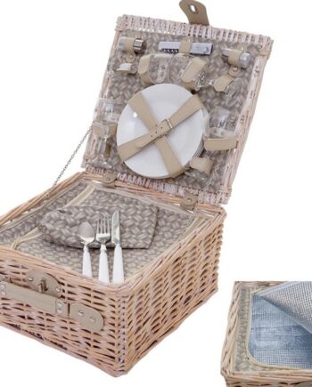 Picnickurv Til Personer Picnic Sæt Flet Med Termo Køleskab