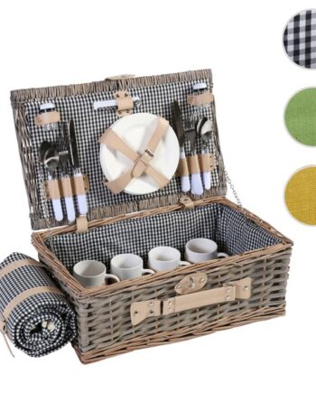 Picnickurv Til Personer Picnicsæt Flet Med Picnictæppe