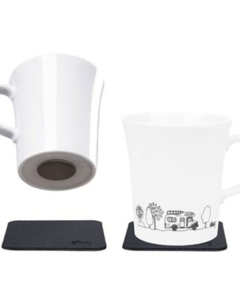 Silwy Porcelæn Service Med Magnet Krus Med Campingmotiv